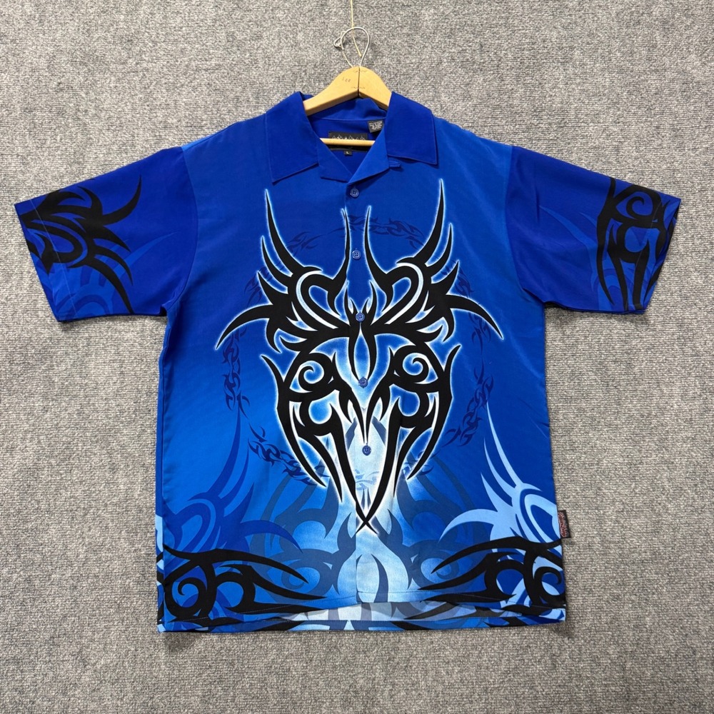 Sapphire Lounge Dress Shirt Men's Large Button Up‎ 100% Cotton Blue Y2K